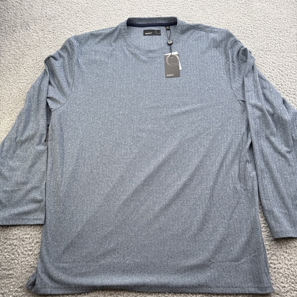 Quieti T-Shirt Mens XXL 2XL Blue Heather Long Sleeve Ribbed Knit Casual
